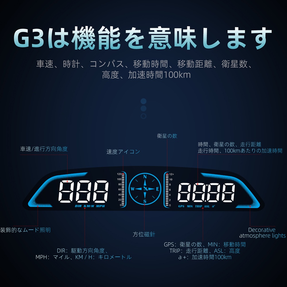 Gps Hud Head Up Display Car HD Digital Speedometer Smart Alarm Universal Odometer Black - Image 3