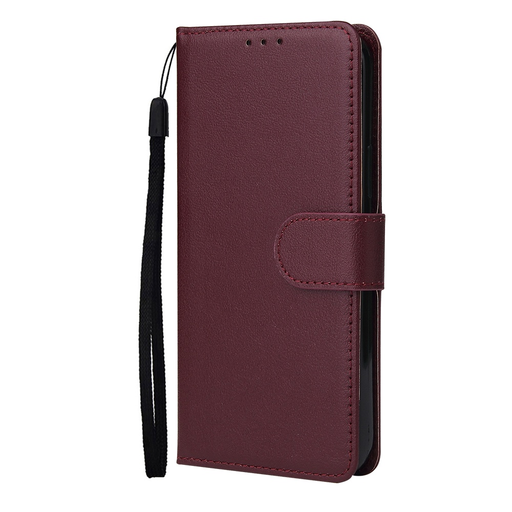 For Iphone 12 5.4 inch/6.1 inch/ 6.7 inch PU Leather Three-card Photo Frame Front Buckle Mobile Phone shell Red wine - Image 3