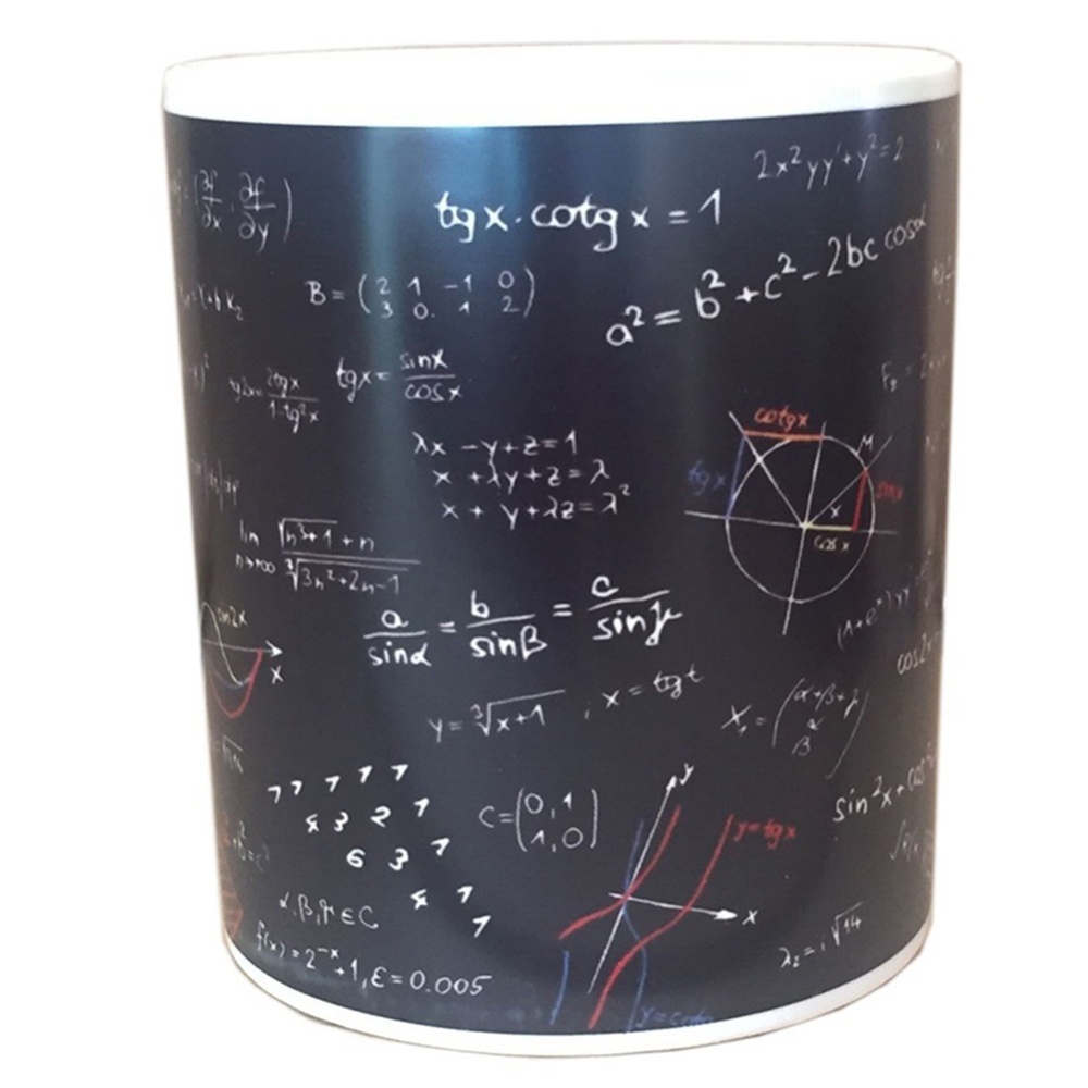 Heat Sensitive Math Mug Color Changing Coffee Featuring Famous Mathematical Formulas For Teacher Student black 301-400ml - Image 2