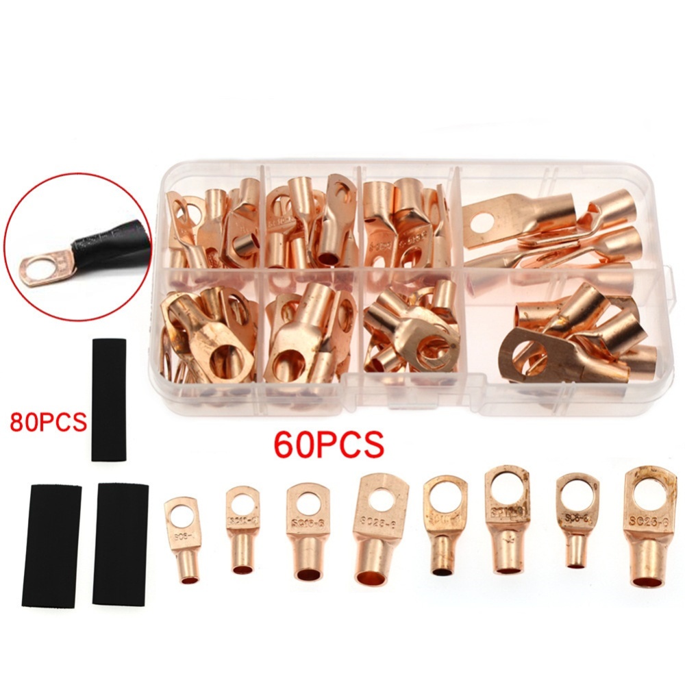 60pcs/set Assorted Car Auto Copper Ring Lug Terminal Wire Bare Cable Crimp Connectors 60pcs - Image 3