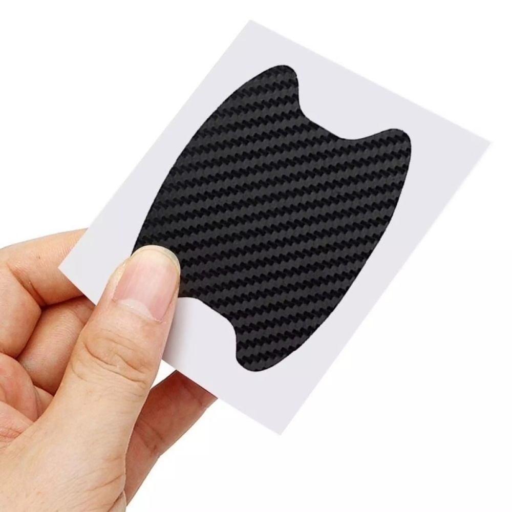 4 Pcs/set Car Door Handle Sticker Carbon Fiber Protective Film Anti-scratch Silver - Image 2