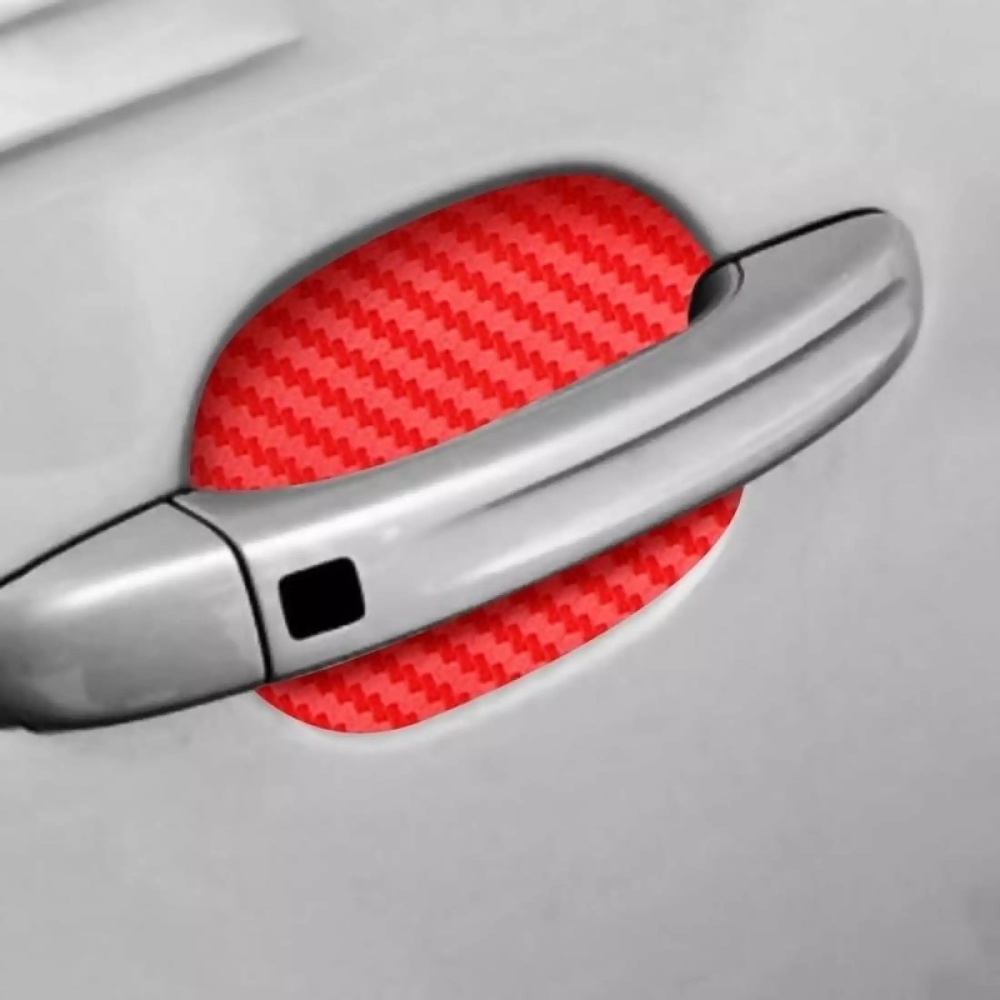 4 Pcs/set Car Door Handle Sticker Carbon Fiber Protective Film Anti-scratch Silver - Image 3