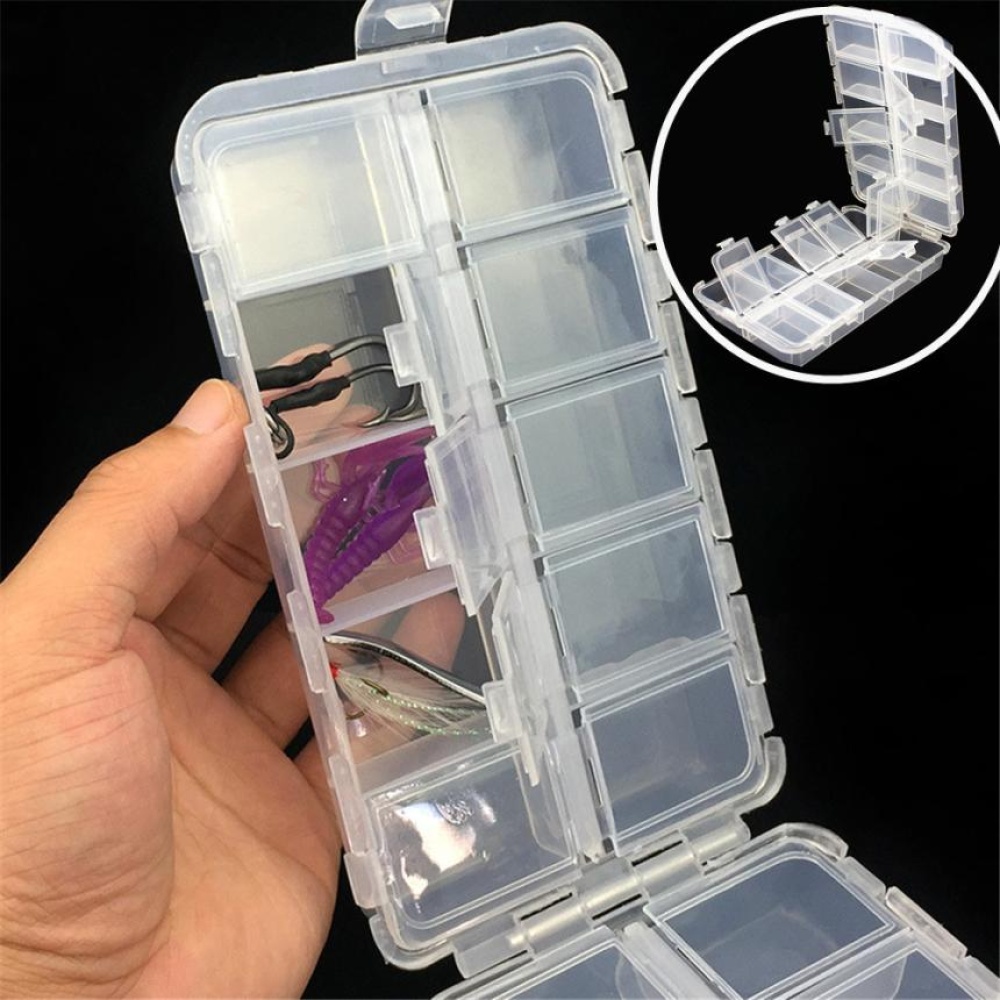 Portable Plastic Transparent Folding Fishing Lures Hook Bait Storage Box Case Container color_16.6 * 9.7 4.1 cm - Image 3