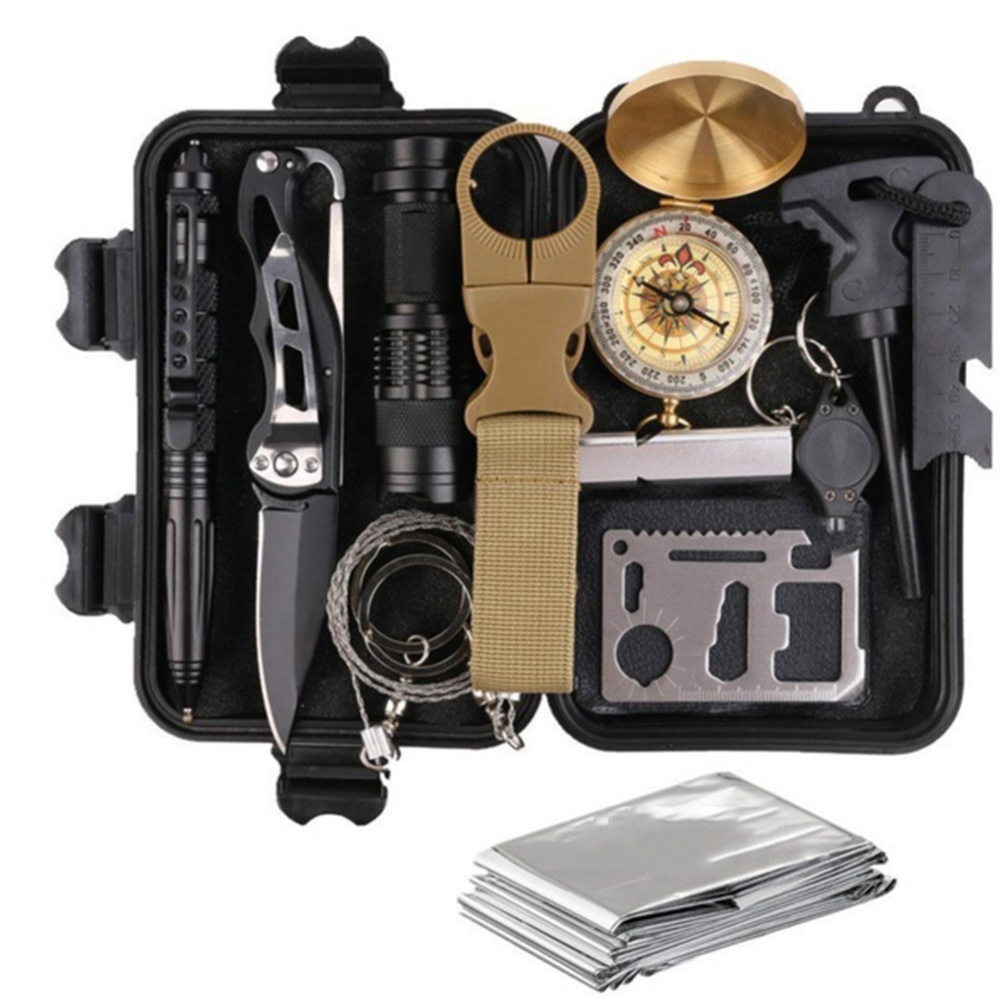 12pcs/set Travel Outdoor Survival Kit Multi-functional First Aid Box SOS Emergency Supplies Suit - Image 3