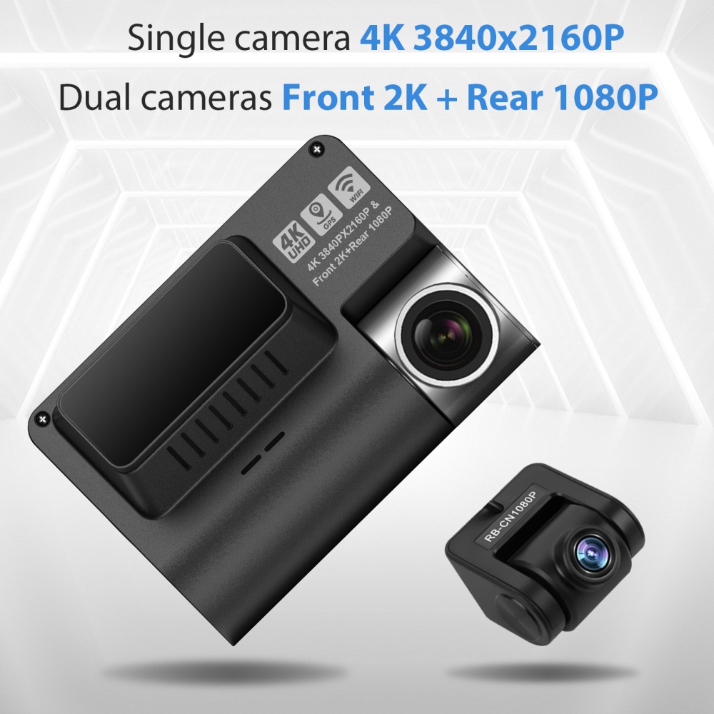 V55 Dash Cam 4k Ultra-clear Car Parking Monitor Wifi GPS Driving Recorder Single lens step-down line - Image 3