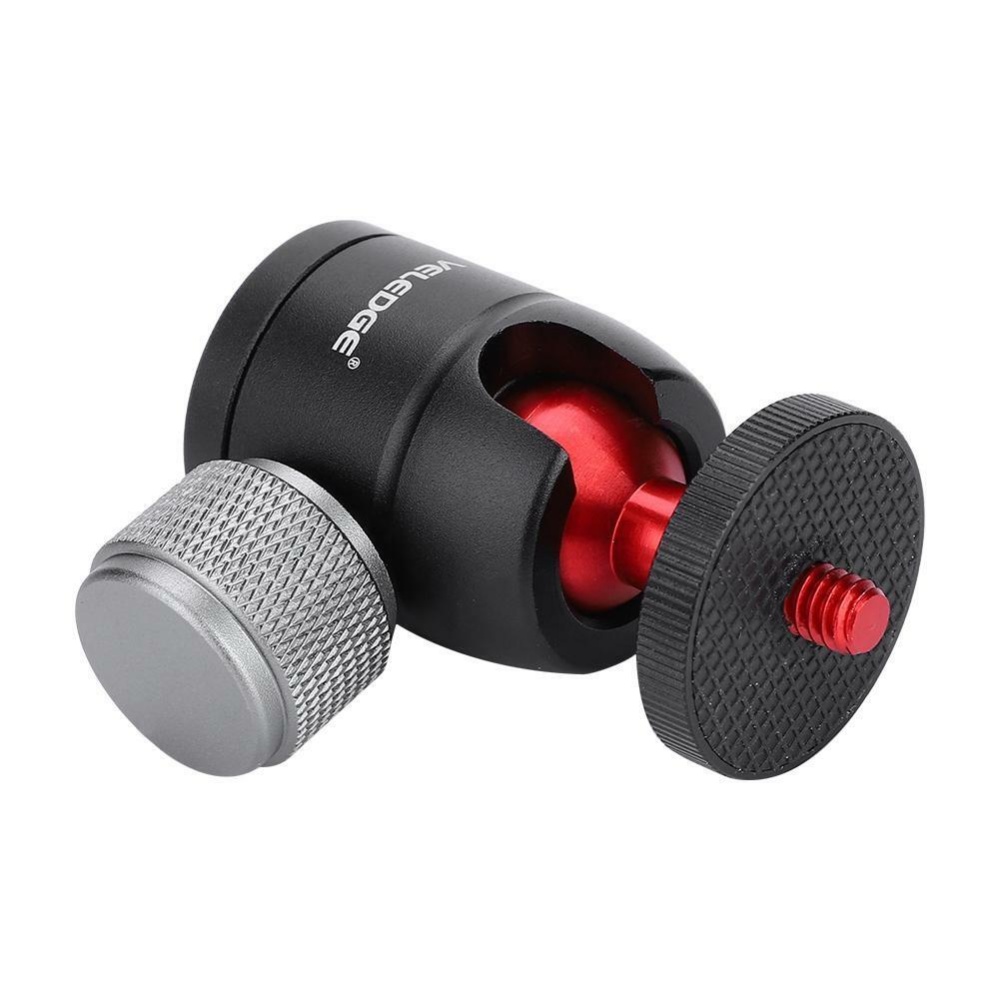 VELEDGE 360° Rotatable Mini Gimbal Tripod Ball Head Mount with 3/8""to 1/4""Adapter black red - Image 3