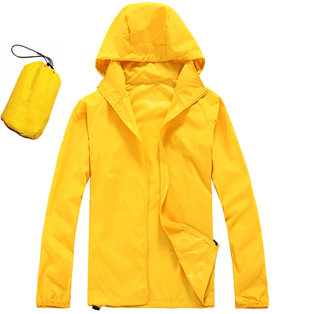 Outdoor Hooded Windbreaker Jacket For Men Women Sunscreen Windproof Quick-drying Large Size Coat Fishing Cycling yellow L - Image 3