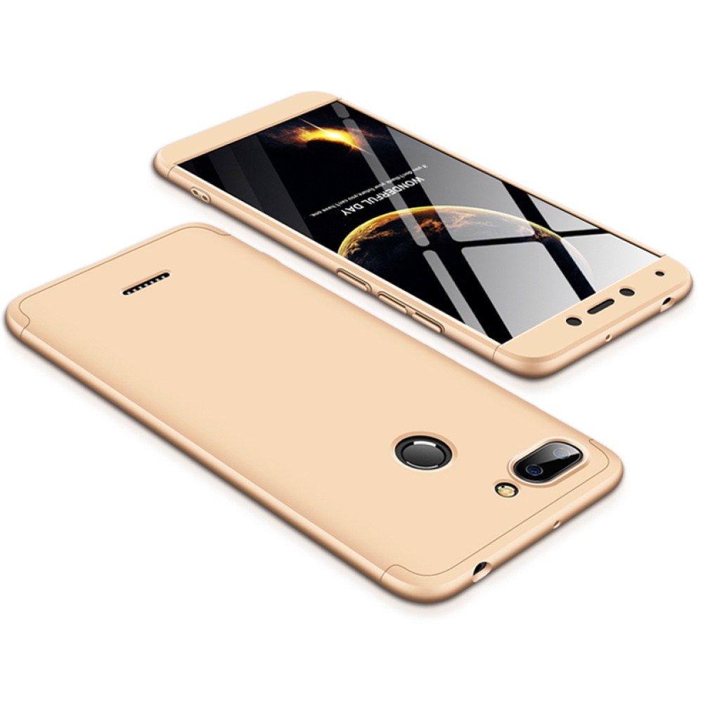 For Redmi 6 3 in 1 Hybrid Hard Case Full Body 360 Degree Protection Back Cover Gold - Image 3