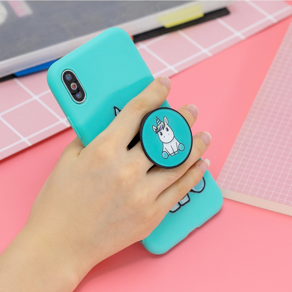 For HUAWEI Y5 2019 Lightweight Soft TPU Phone Case Pure Color Cover Cute Cartoon with Matching Pattern Adjustable Bracket 5 - Image 3