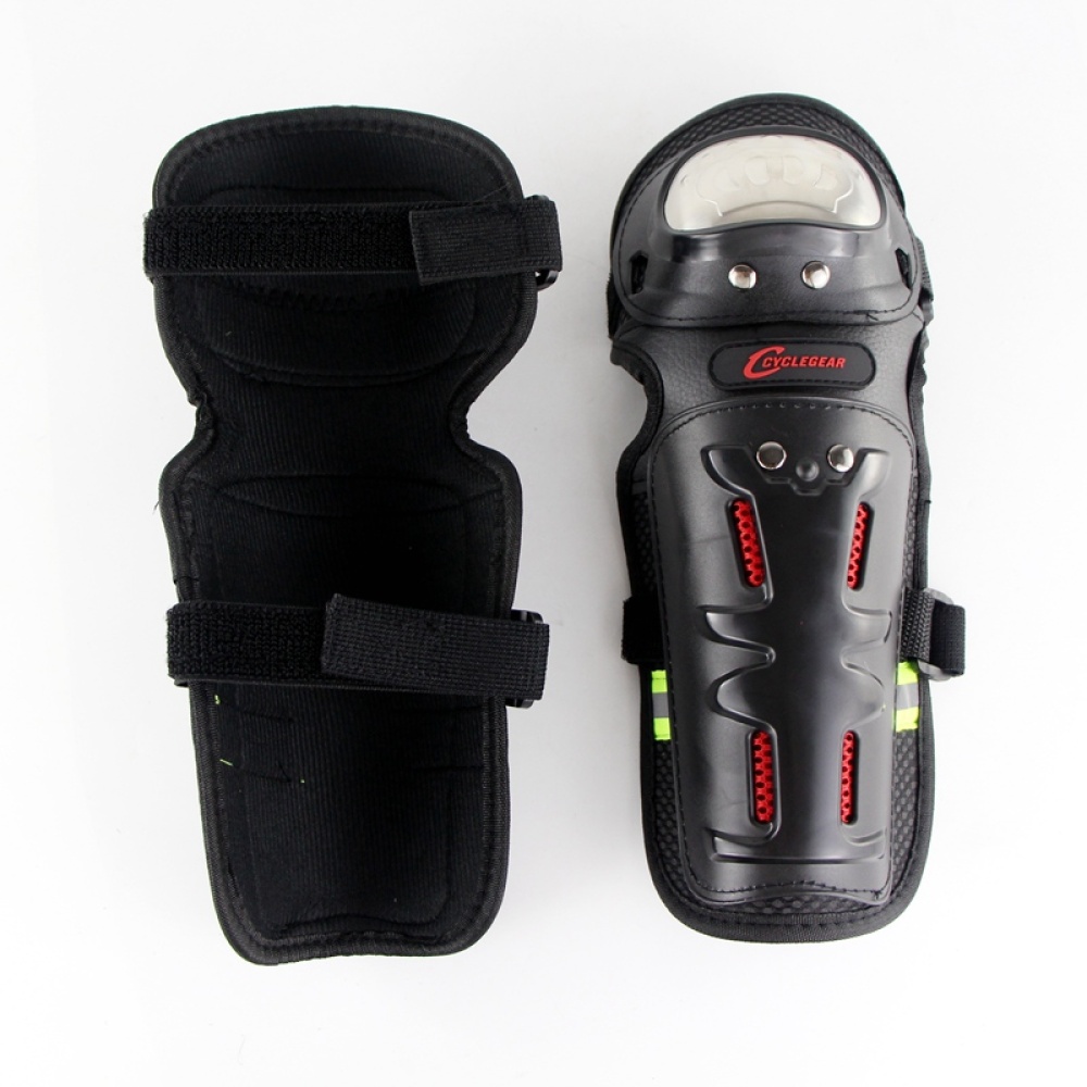 Motorcycle Motocross Knee Shin Elbow Guards Pads Racing Safety Protective Gear black + red - Image 2