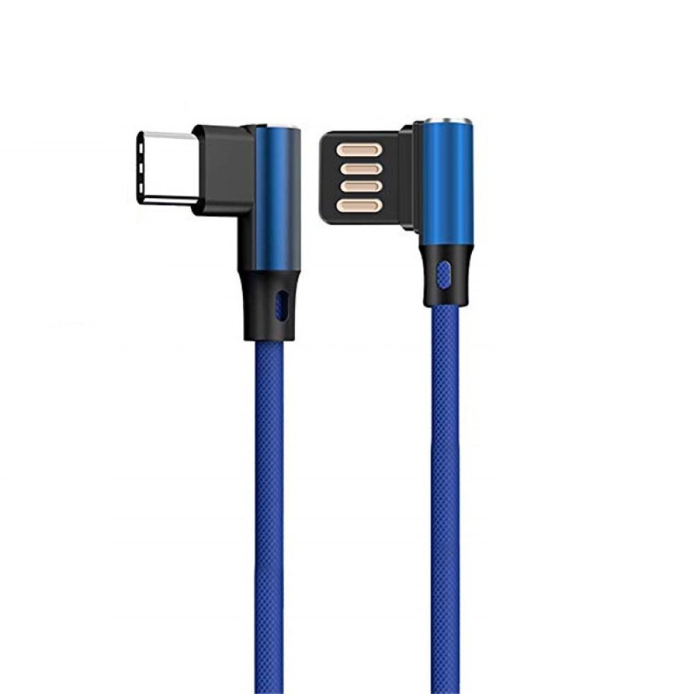 L Shaped Angle Head Type-C Charging Cable Data Transmission Adapter 3 Meter for Phone blue - Image 3