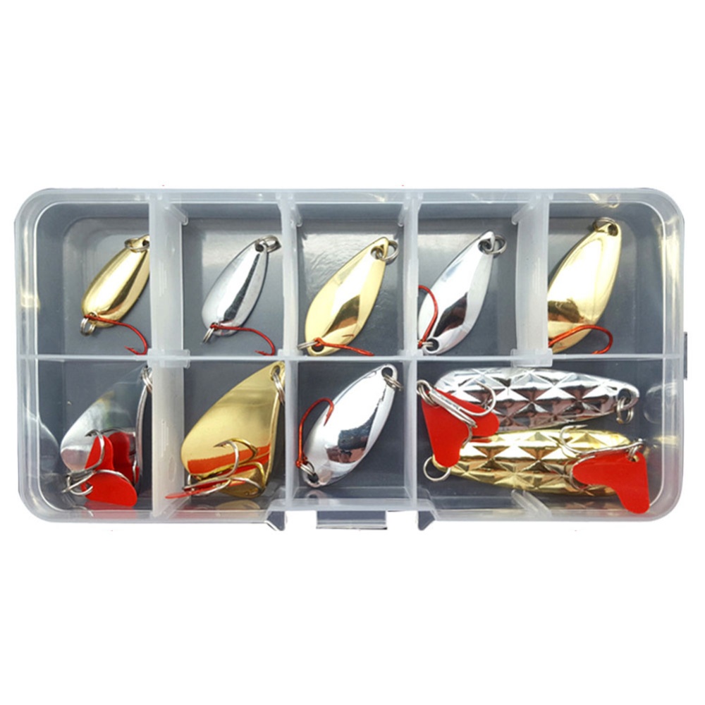 10Pcs/16Pcs Fishing Metal Lure Kit Baits Sequins Spinner Lures 16 sequins 2-5g 82g - Image 2