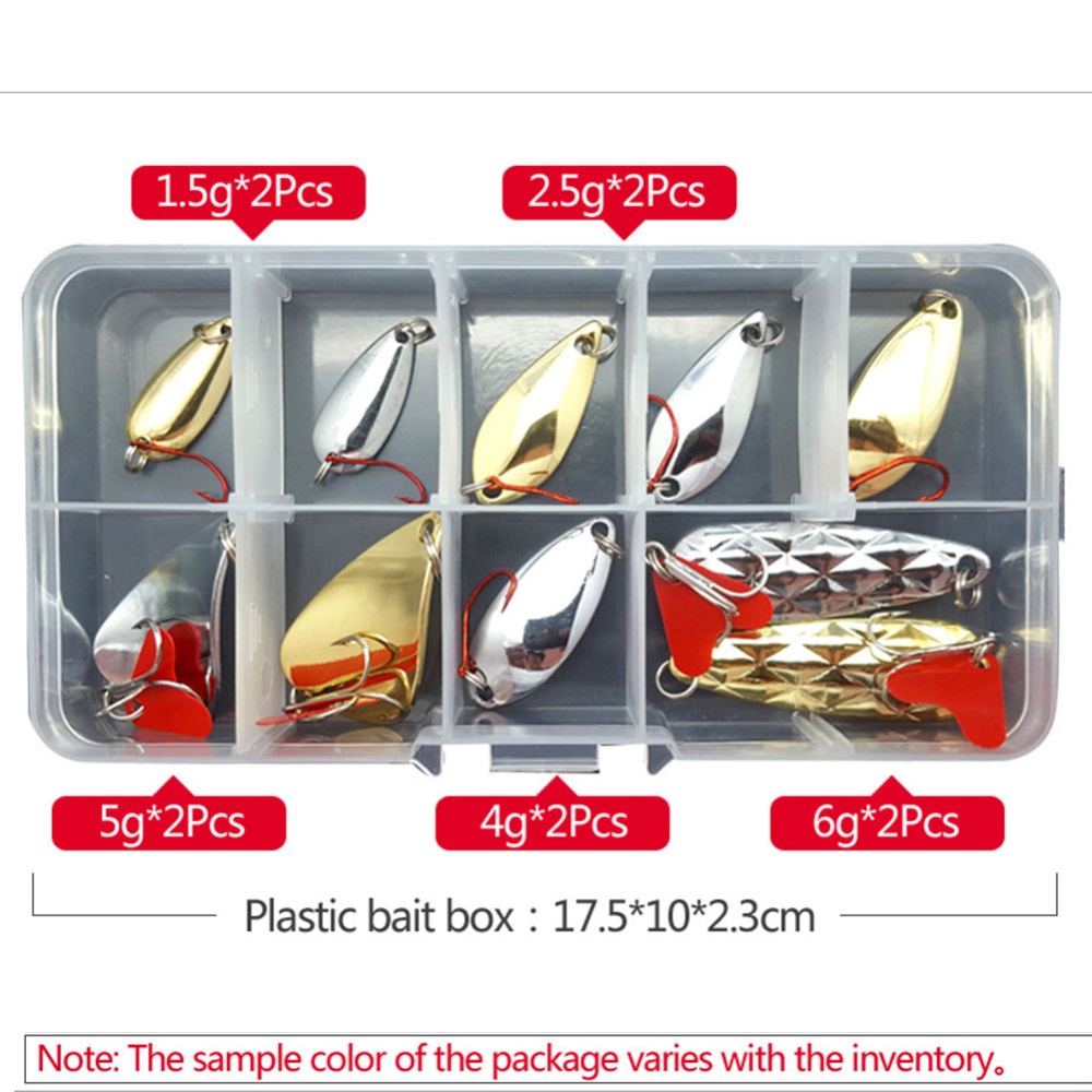 10Pcs/16Pcs Fishing Metal Lure Kit Baits Sequins Spinner Lures 16 sequins 2-5g 82g - Image 3