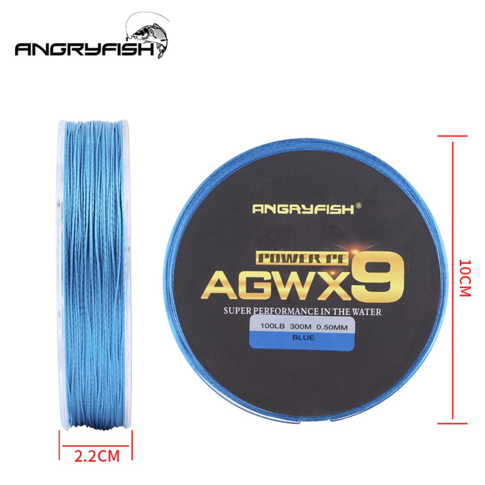 ANGRYFISH Diominate X9 PE Line 9 Strands Weaves Braided 300m/327yds Super Strong Fishing 15LB-100LB Yellow 0.8#: 0.14mm/20LB - Image 2