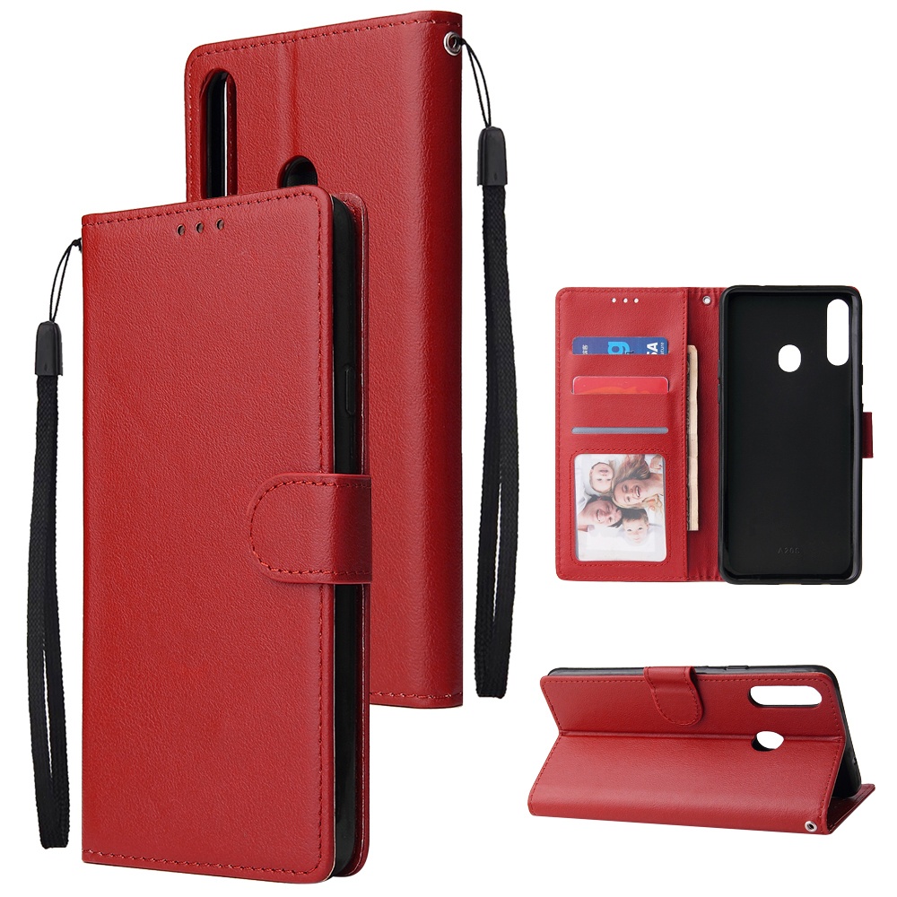 For Samsung A10S A20S Cellphone Cover Mobile Phone Shell Buckle Closure Cards Slots PU Leather Smart with Wallet Overall Protection red - Image 3