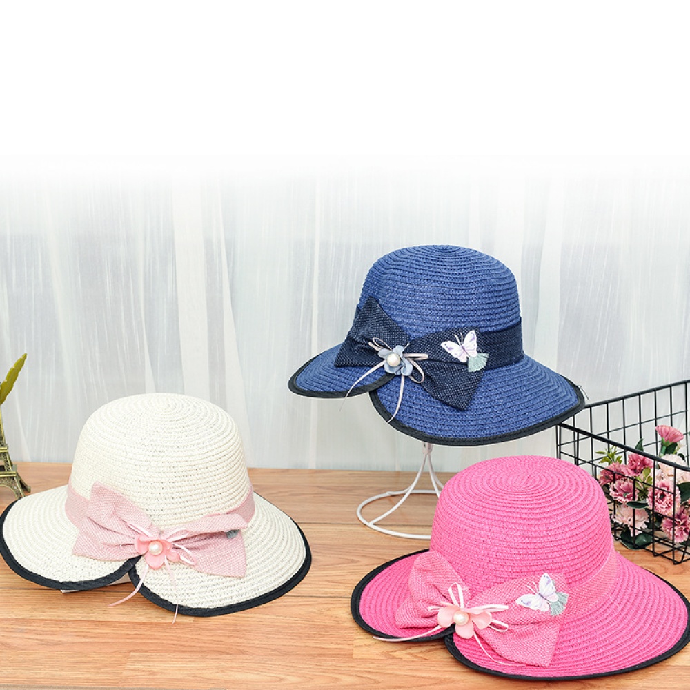 Summer Straw Hat for Women Sun-shade Seaside Ultraviolet-proof Beach Foldable Split rose - Image 3