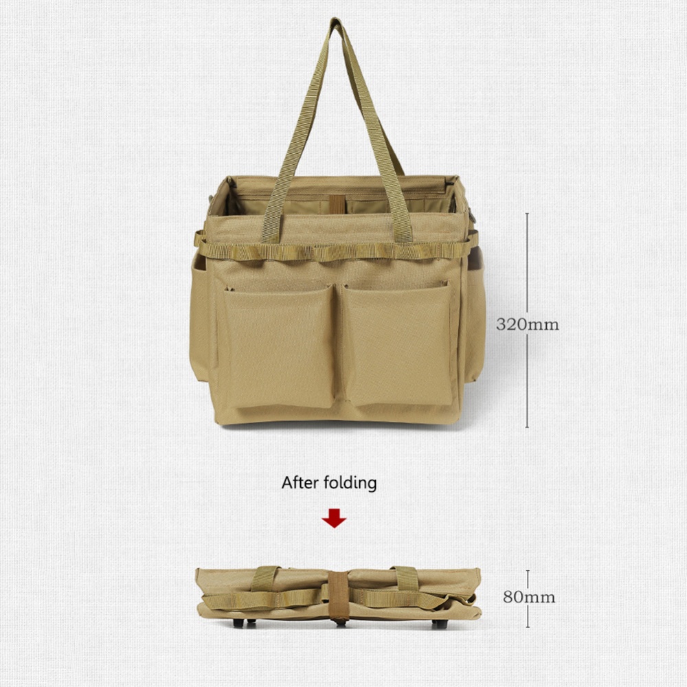 Outdoor Camping Carry Bag Oxford Cloth Tent Peg Nails Toolkit Storage Picnic Supplies Khaki - Image 2