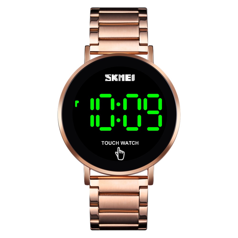 SKMEI Men Digital Sports Watch Led Luminous Touch-screen Waterproof Stainless Steel Band Simple Fashion Electronic Wristwatches black steel - Image 3