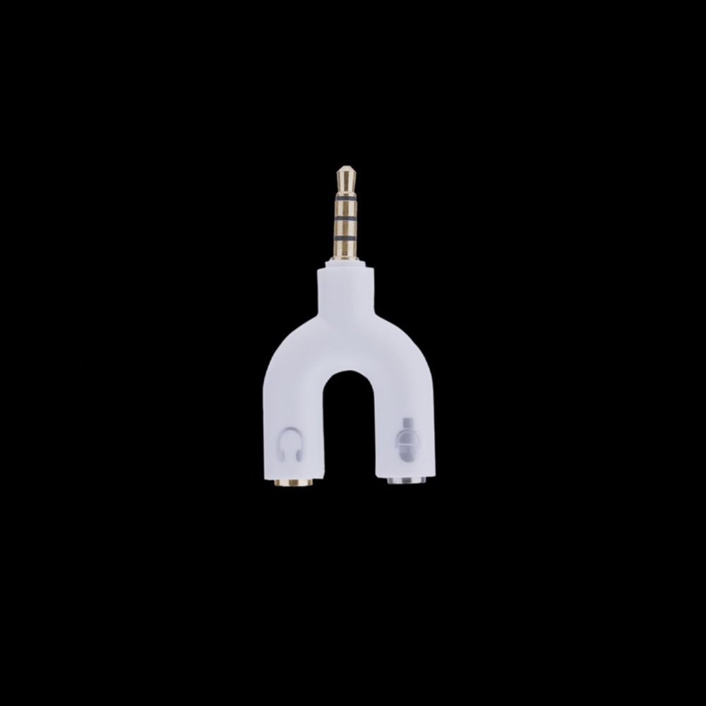 3.5mm Audio Adapter 1-to-2 U-shaped Converter Mobile Headset Splitter White - Image 3