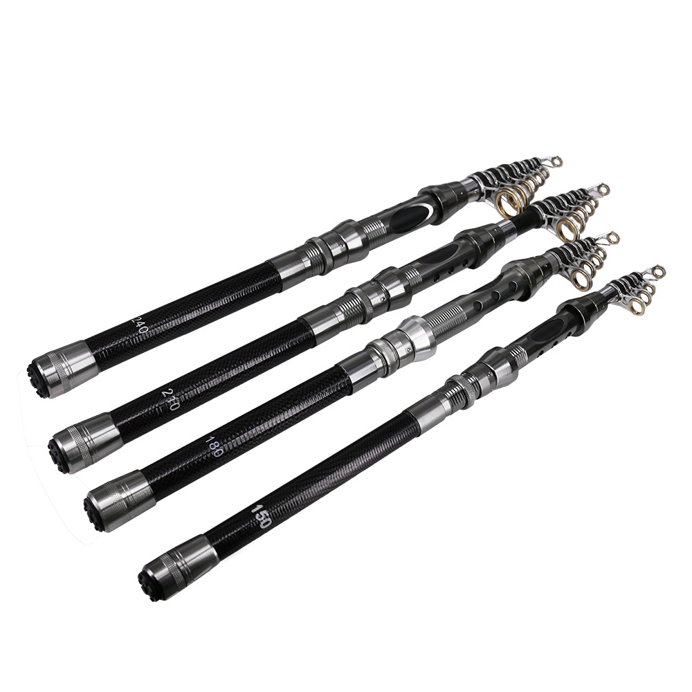 Portable Retractable Fishing Rod Carbon Fiber Super Short Spinning Metal gray - Image 2