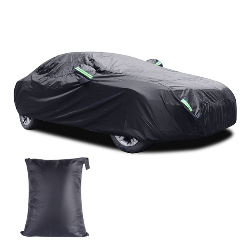 Car Cover All Black 190t Silver Coated Cloth Rainproof Sunscreen Protector Exterior Snow Covers 400x160x120CM - Image 3