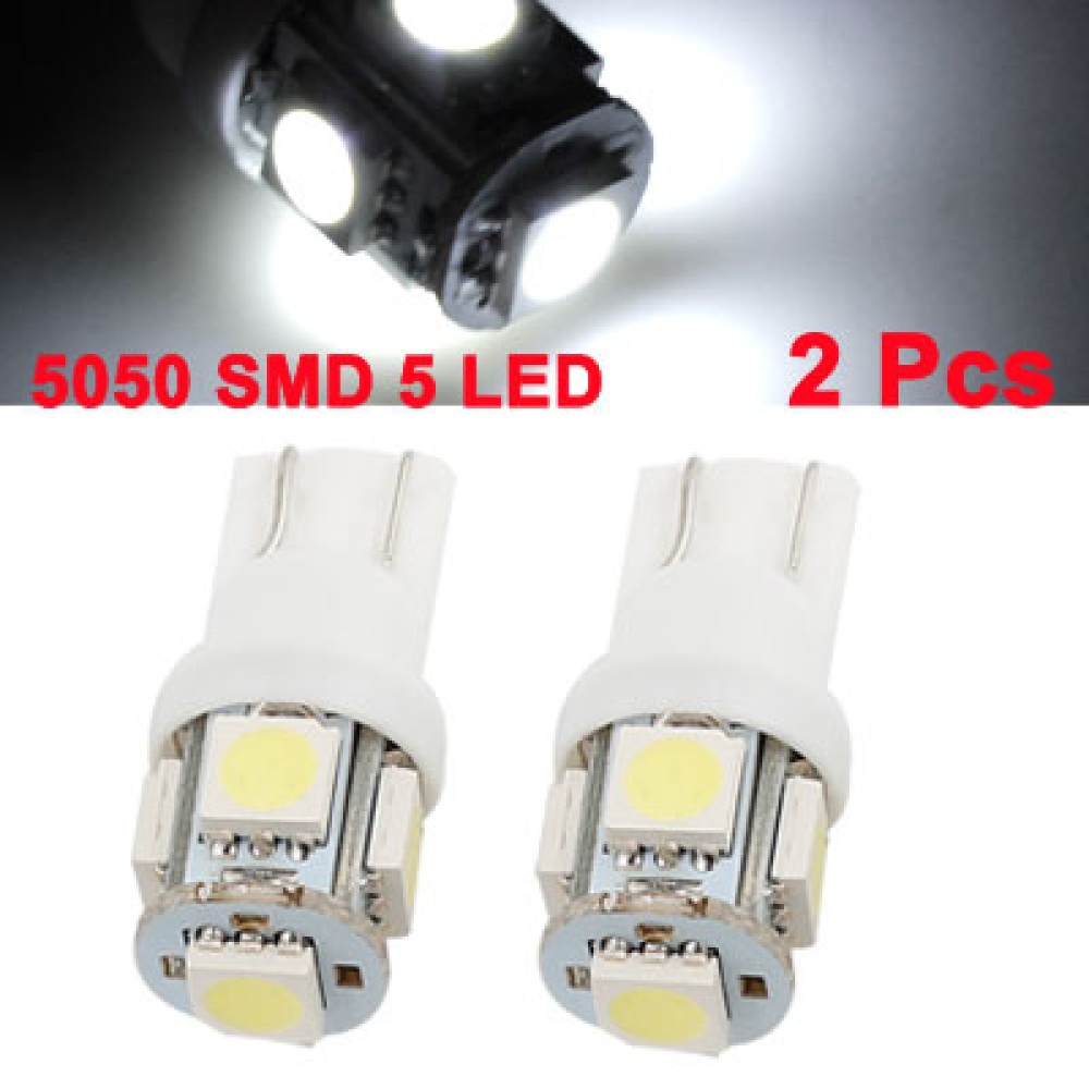 2 Pcs 12V White 5050 T10 5 SMD Auto LED Gauge Side Marker Bulb Light - General Application - Image 3