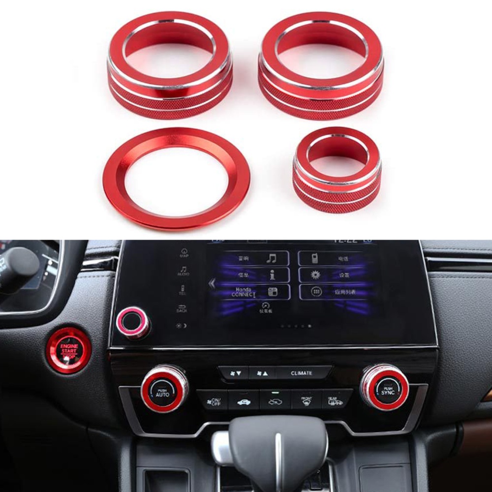 Air Conditioning Knob Cover Vol Button AC Switch Temperature Climate Control Engine Start/Stop Rings for Honda CRV 17-19 - Image 2