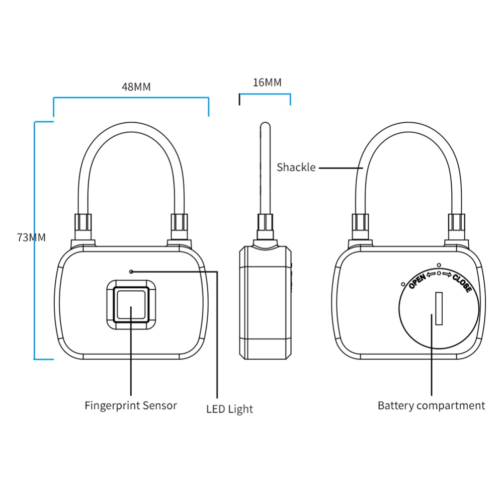 L13 Fingerprint Lock Smart Keyless Anti-Theft Padlock for Travel Suitcase Bicycle - Image 2