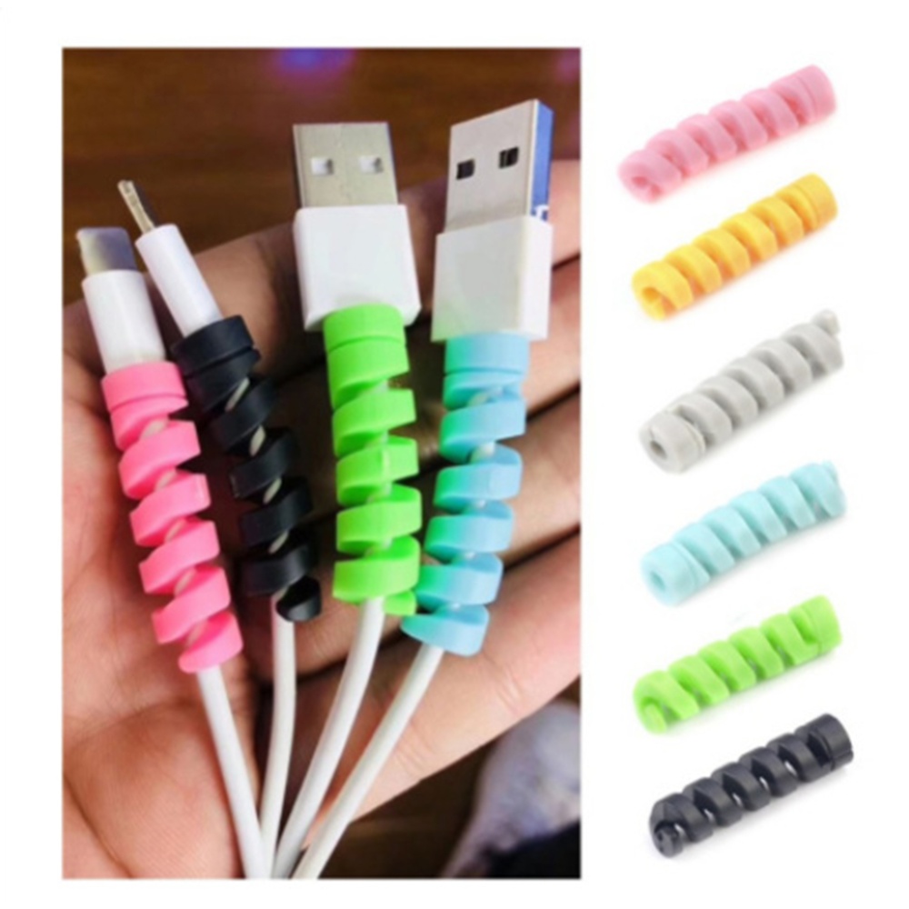 Universal Silicone Spiral Data Cable Protective Cover Anti-breaking Threaded Storage Winder (Random Color) Random - Image 3