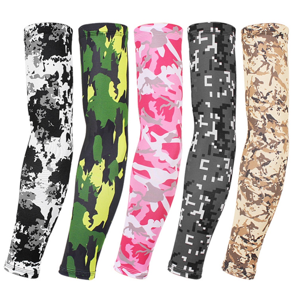 Outdoor Cycling Sunscreen Arm Sleeve Camouflage Cooling Sunshade Elastic Hand Elbow Cover Classic digital camouflage_One size - Image 2