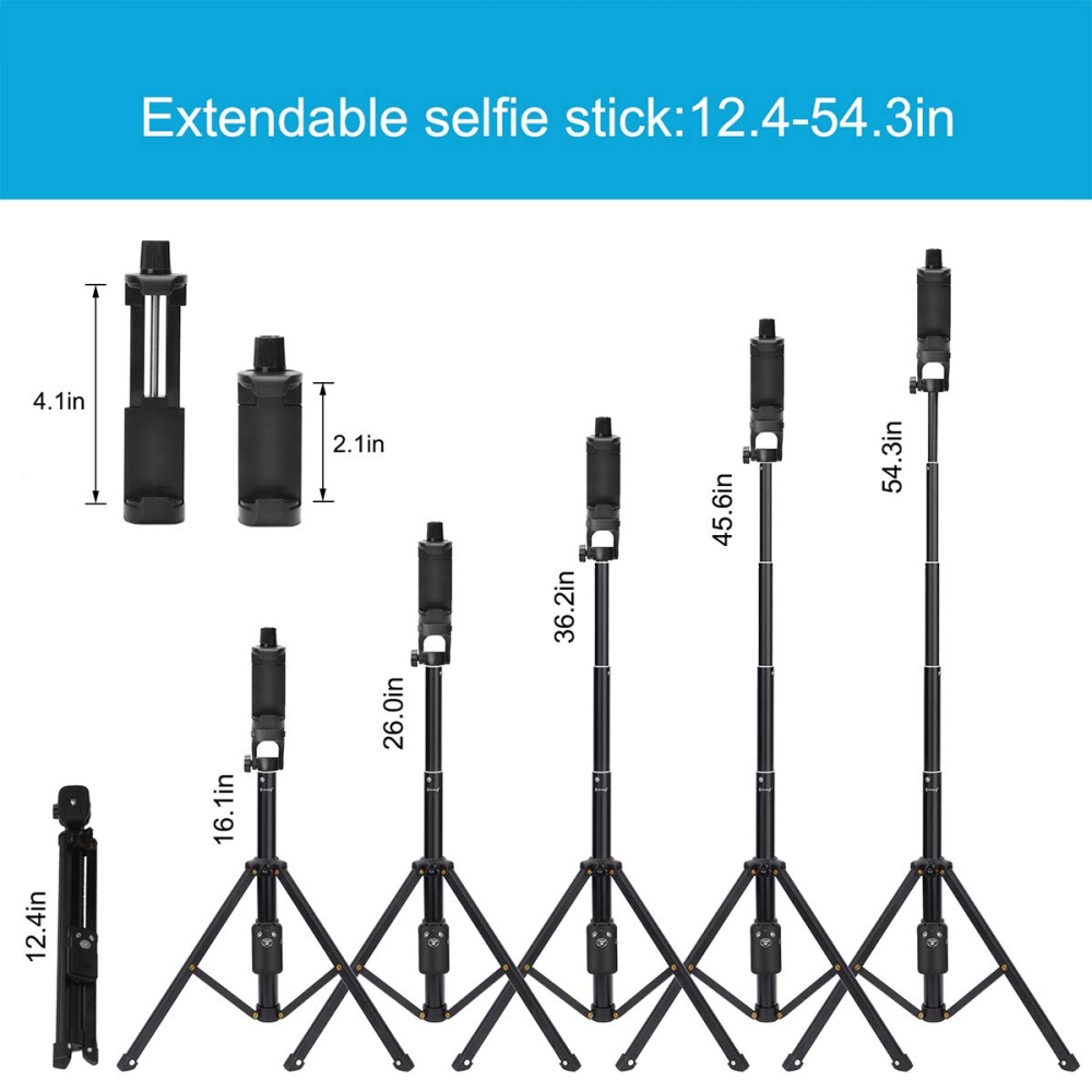 Selfie Stick Tripod Extendable Camera for Cellphone Wireless Remote Apple & Android iPhone 8 X Plus Samsung Galaxy S9 Note8 black - Image 3