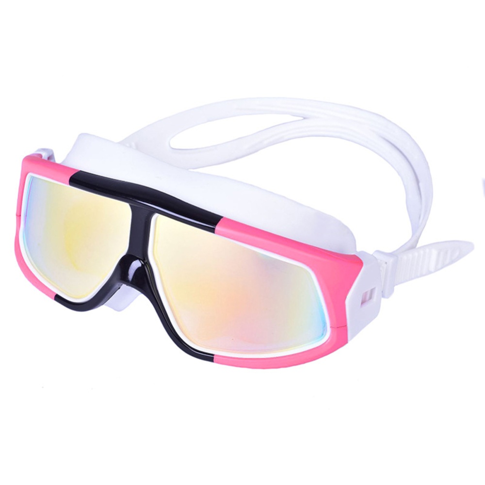 Men Women Swimming Goggles Thickened Waterproof High-definition Double Layer Anti-fog Swim Eyewear C pink white - Image 3