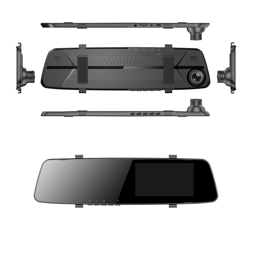 4.5 inch 2.4D Glass Mirror Driving Recorder Double Lens Night Vision Rearview with Rear View Camera black - Image 3