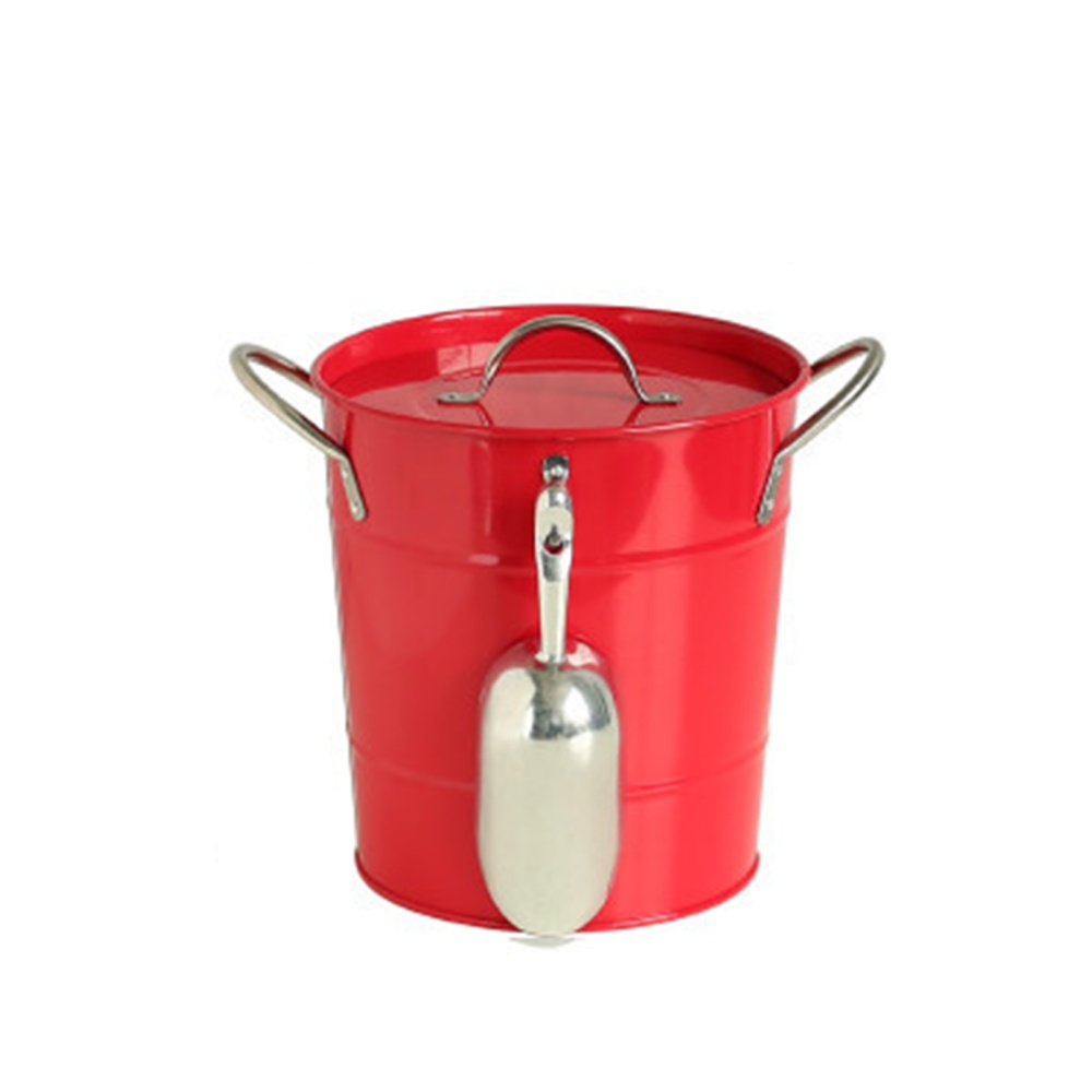 Thickened Ice Bucket With Lid Handles Portable Multi-purpose Beverage Tub Insulated Drink Chiller red