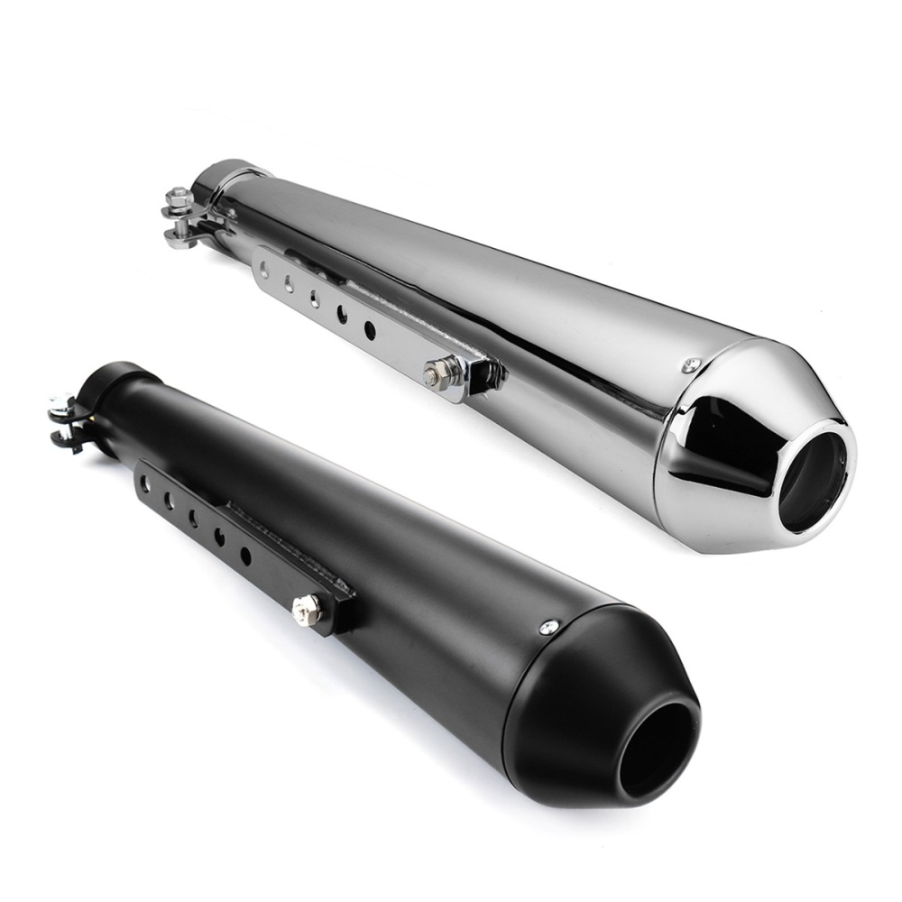 Motorcycle Cafe Racer Exhaust Pipe with Sliding Bracket Matte Black Silver Universal silver - Image 2