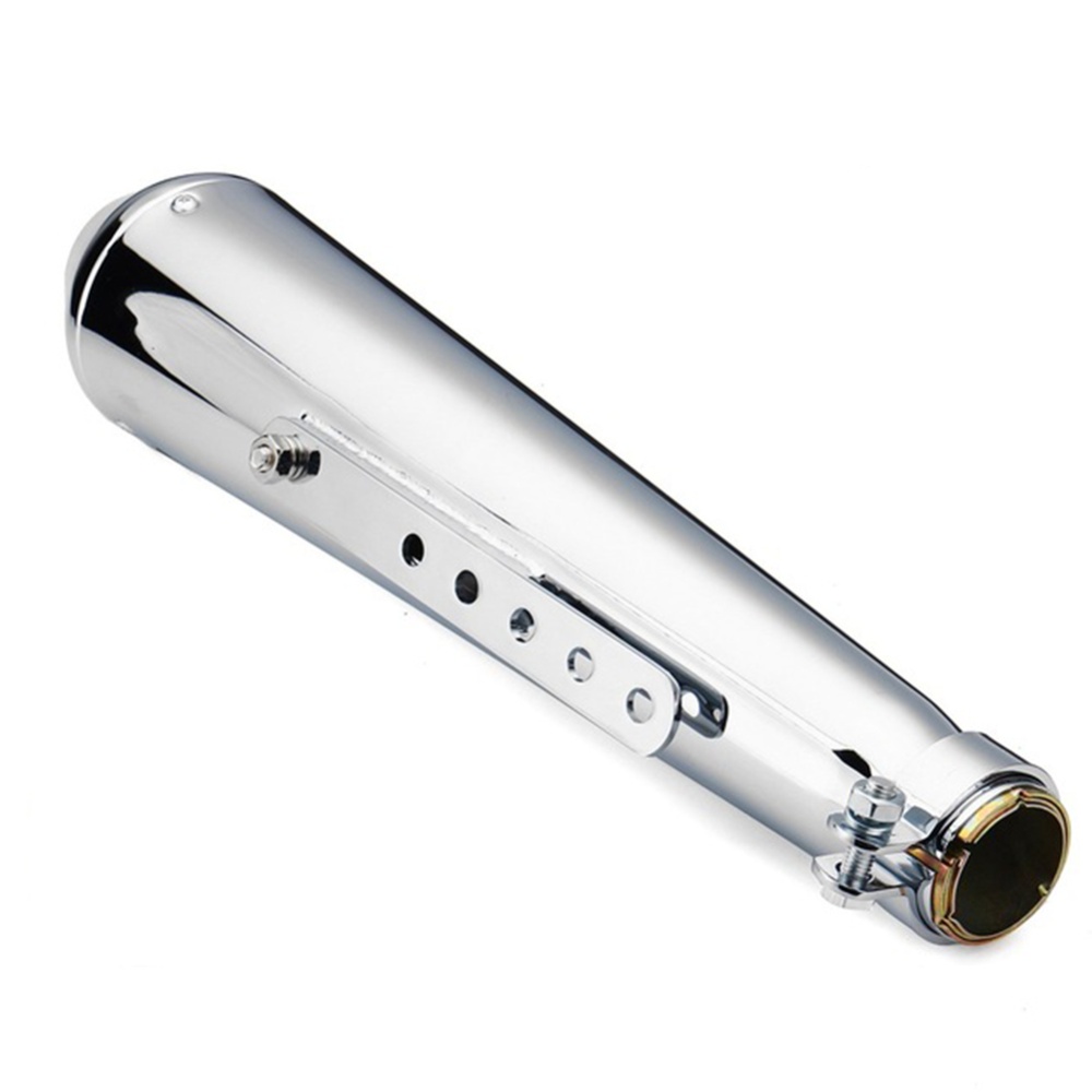 Motorcycle Cafe Racer Exhaust Pipe with Sliding Bracket Matte Black Silver Universal silver - Image 3