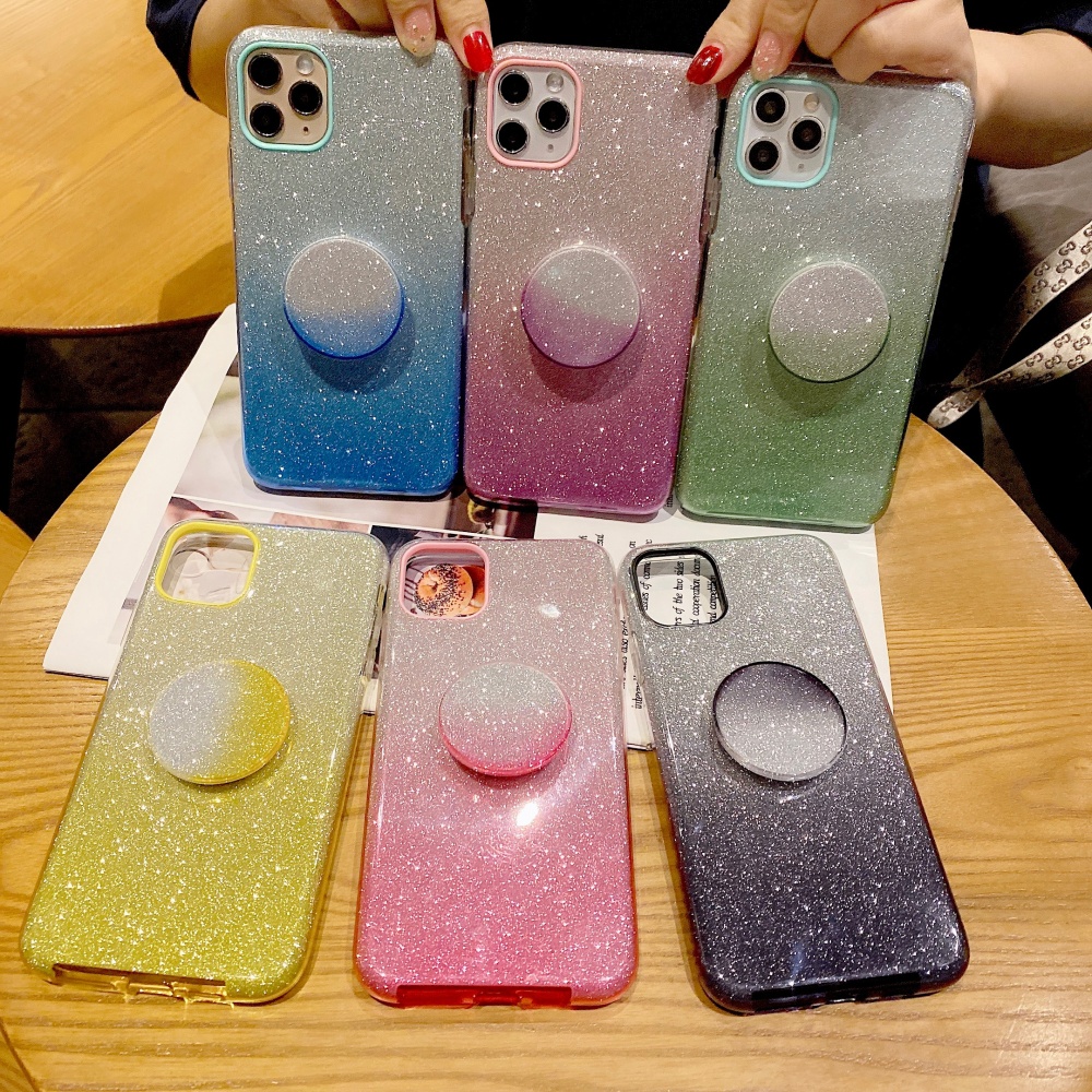 For VIVO Y91/Y93/Y95 with hole/V17/S1 Pro/Y95 Phone Case Gradient Color Glitter Powder Cover Airbag Bracket green - Image 3