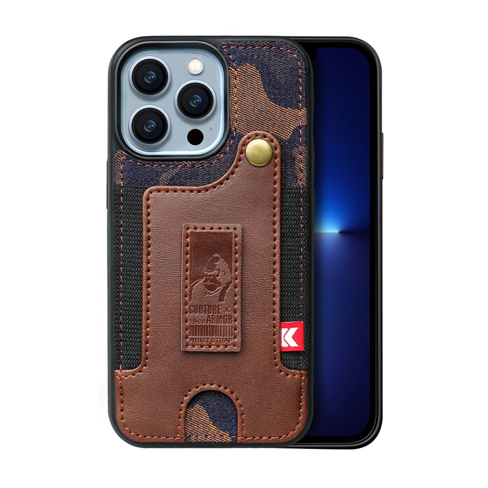 Phone Case Wristband Wallet Style With Card Slot camouflage brown for iPhone14 PRO - Image 3