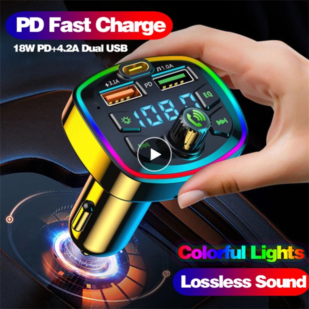 Car Bluetooth FM Transmitter Led Backlight Mp3 Player Hands Free Kit Dual Usb Adapter Fast Charger Q7 - Image 3