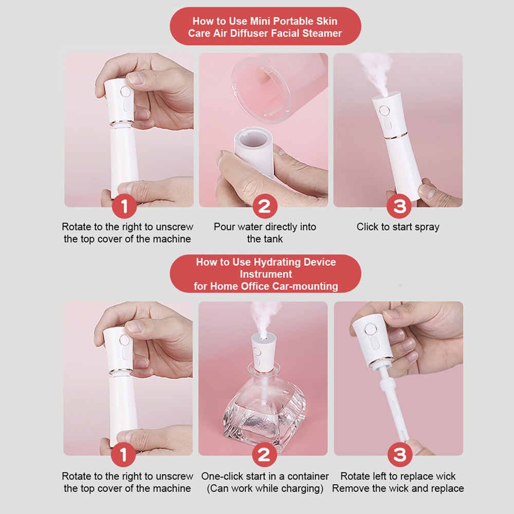 40ml Mini Small Mist Sprayer Protable USB Rechargeable Face Moisturizing Nebulizer Steamer Skin Care Tools White - Image 3