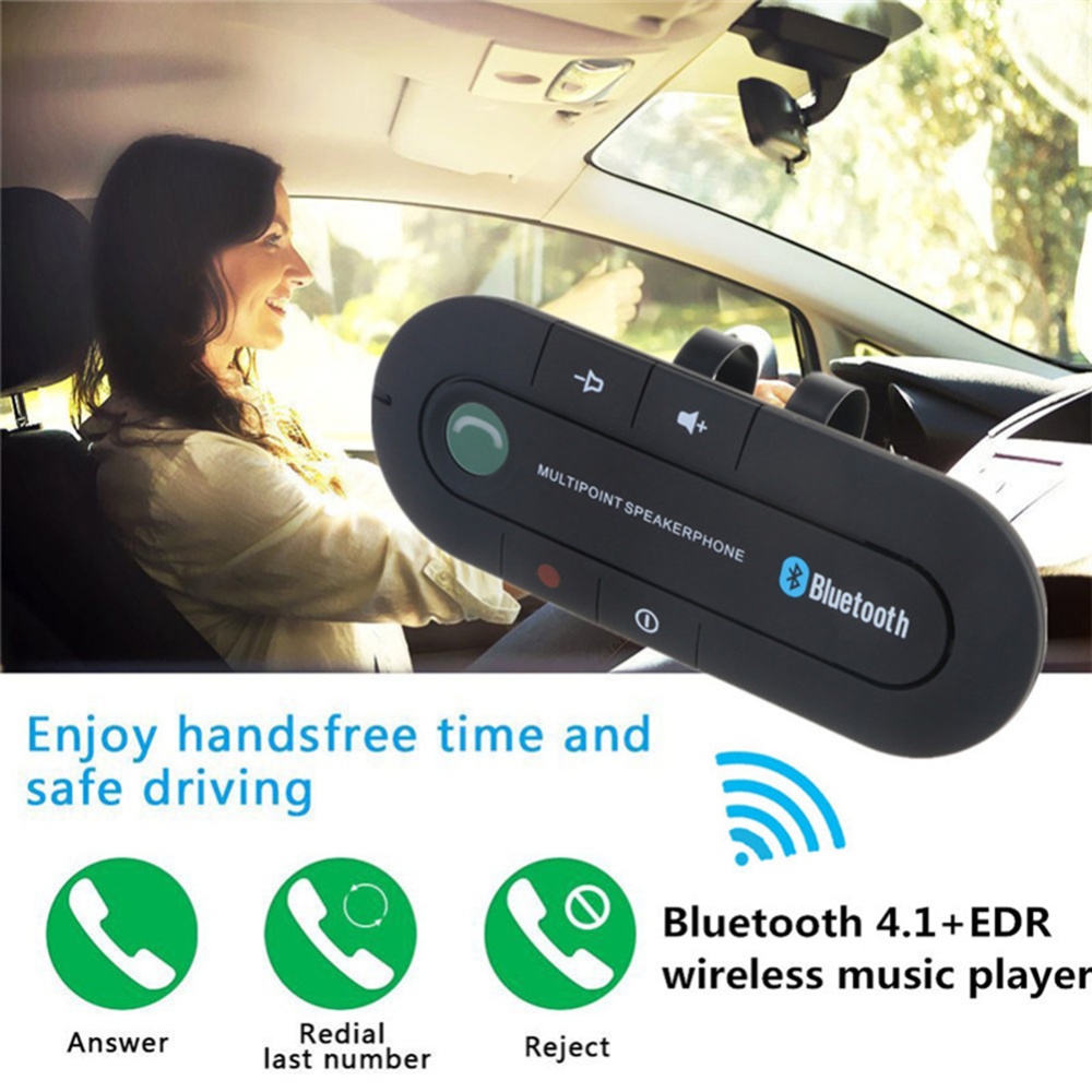 Sun Visor Car Bluetooth-compatible Wireless Receiver Hands-free Phone Speaker Clip Auto Audio Kit Music Player black - Image 3