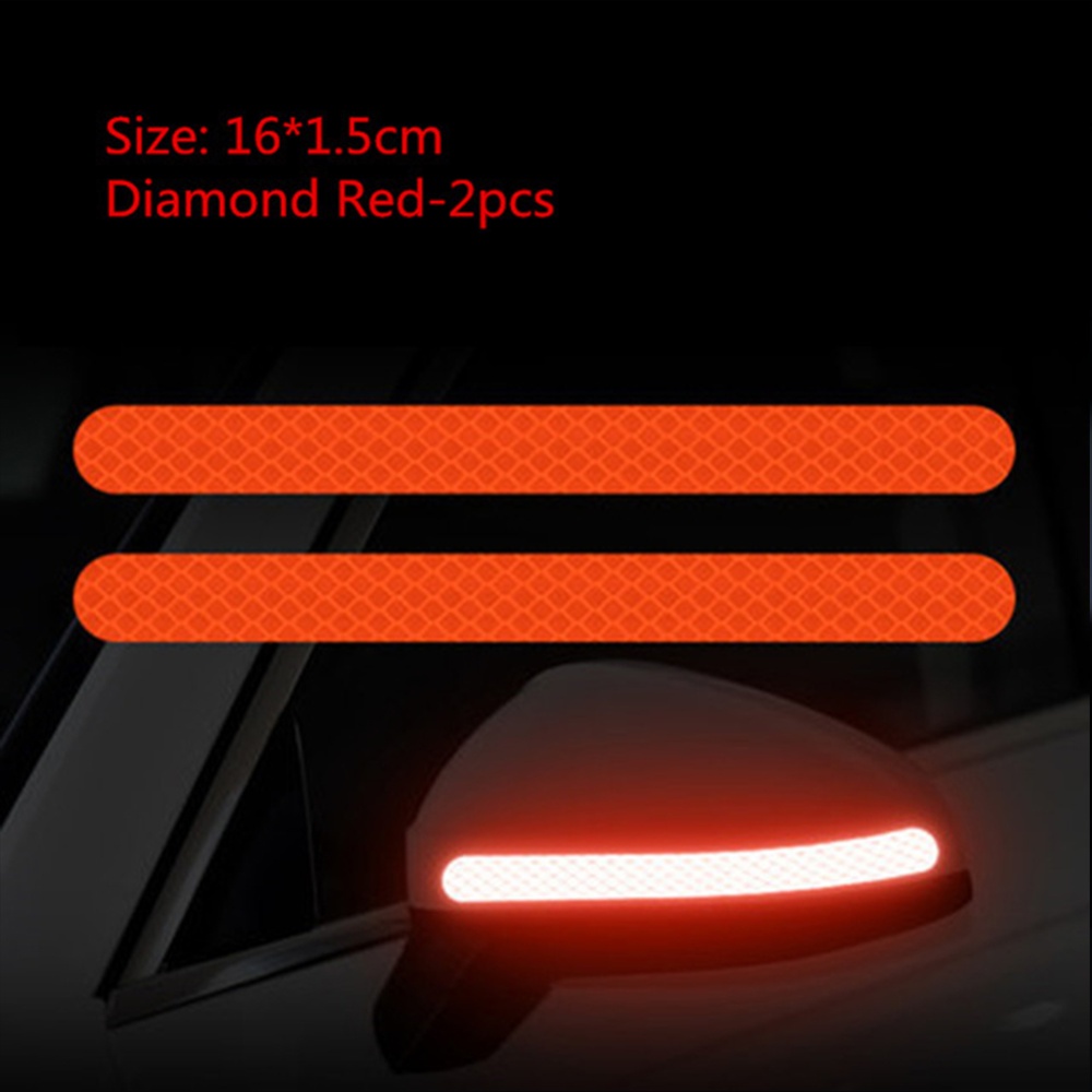 1 Pair Car Stickers Rearview Mirror Reflective Strip Anti-collision Warning Exterior Tape Red - Image 3