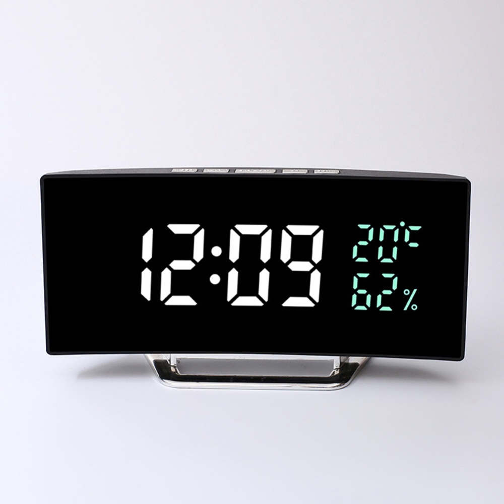 Led Digital Alarm Clock With Time Date Temperature Humidity Display 12/24h Multi-function Desk Table green - Image 2