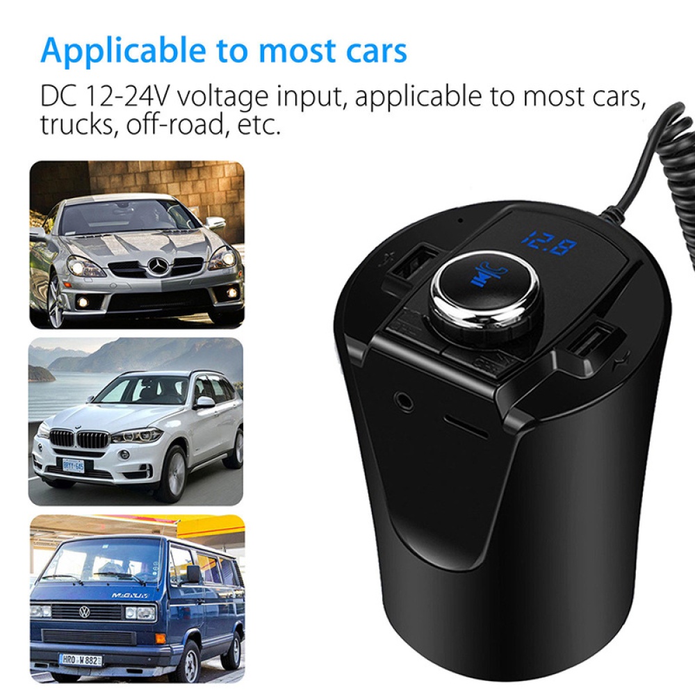 BX6 Bluetooth Transmitter USB Charger Adapter Car Wireless Converter Music Player Hands Free Calling Support TF Card black - Image 3