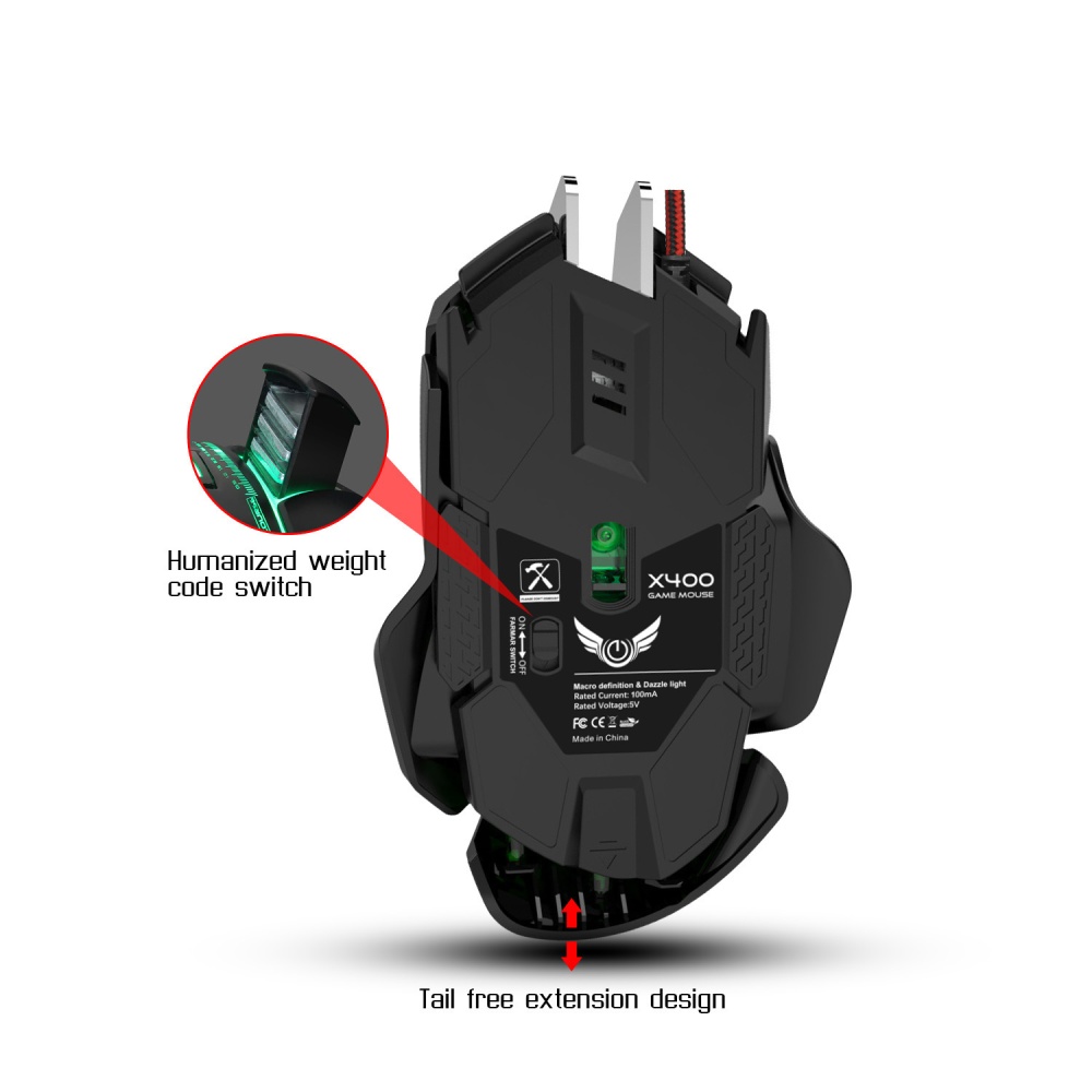 11 Keys Game Mouse Colorful Macro Programming Free Disassembly Comfortable Grip 3200dpi Adjustable for Zzerodate X400GY black - Image 3