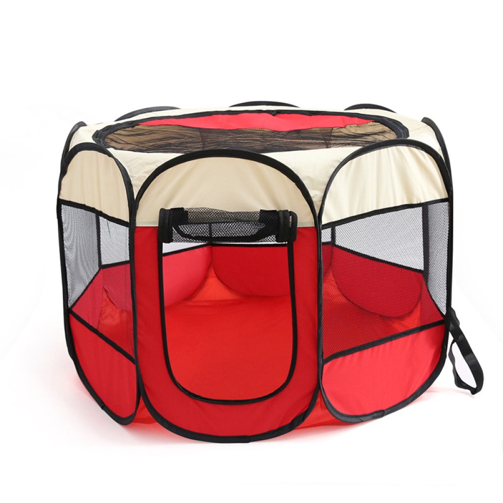 Octagon Waterproof Scratch-Resistant Foldable Nest Oxford Cloth Pet Litter beige red_73 * 73 43 - Image 2