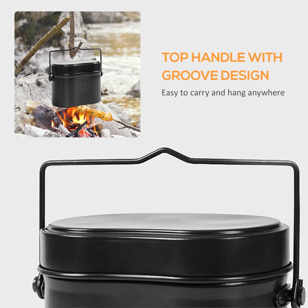 Outdoor Camping Lunch Box With Handle Portable Anti-fall Aluminum Alloy Tableware For Hiking Climbing Picnic As shown - Image 3