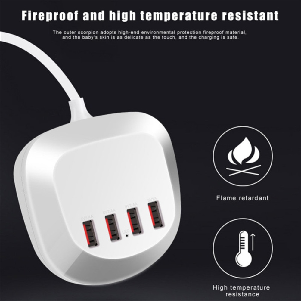 4 USB Ports Extension Socket Power Strip Adapter Charger Outdoor Travel Charging for Smartphone Tablet US Plug - Image 3