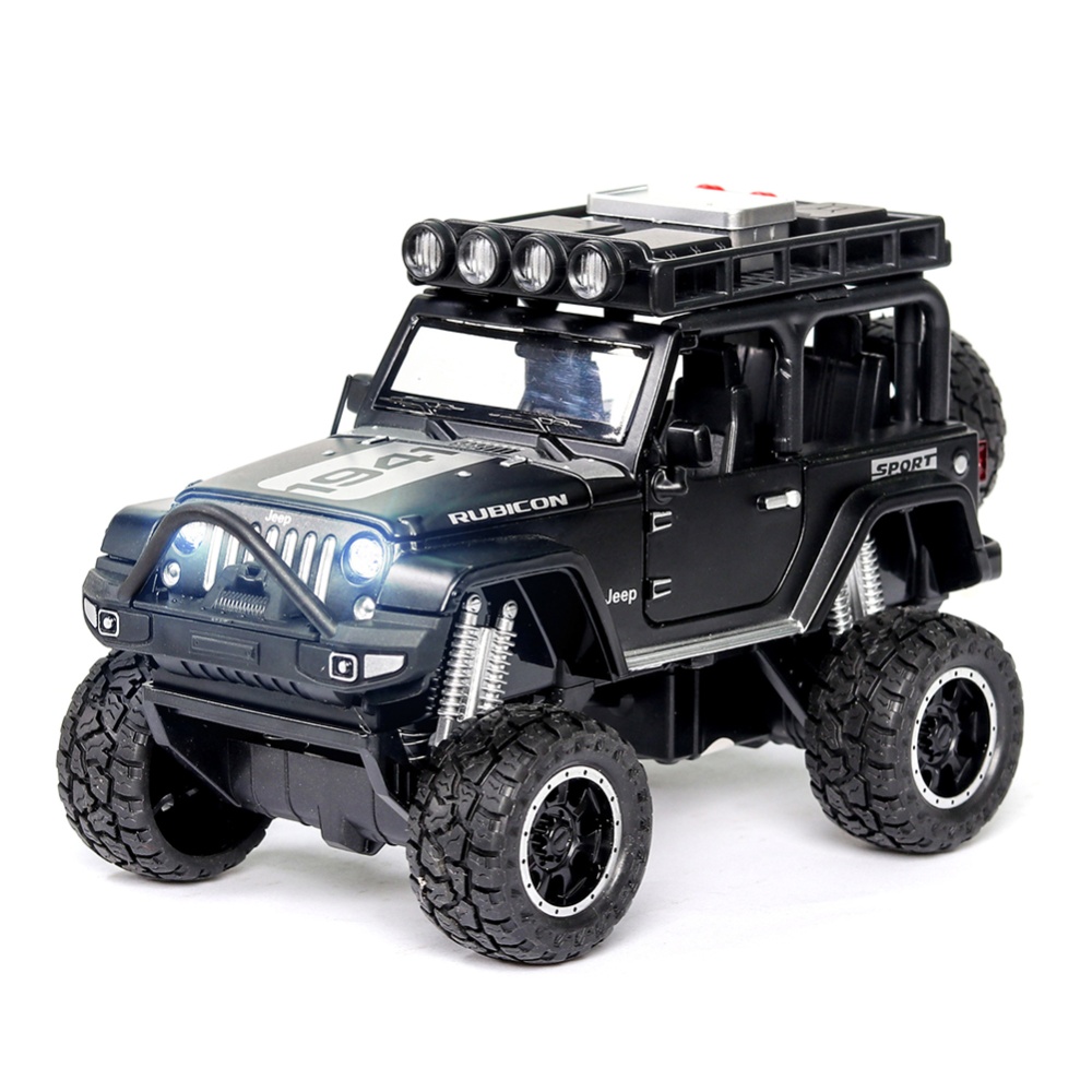 1:32 Doors Open Simulate Alloy Car Modeling Sound Light Toy with Big Wheels for Kids Collection black - Image 3