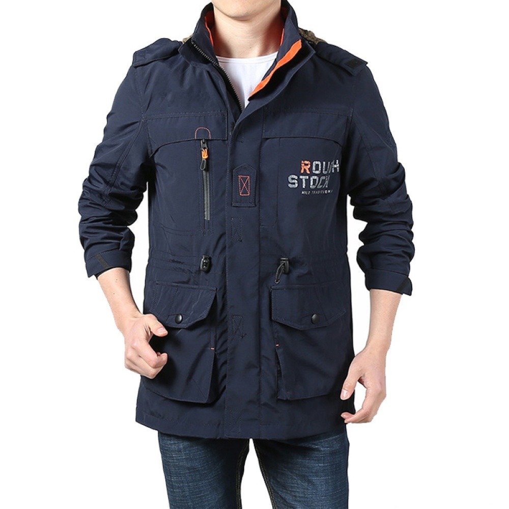 Male Long Sleeves Zippered Sports Wear Casual Hooded Cardigan Outwear Cycling Skiing sapphire_M - Image 3